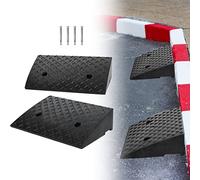 TRMLBE Bordsteinrampe 2er Gummi Auffahrrampe 11cm Hoch Gummirampe Schwarz Anti-Rutsch-Oberfläche Gummikeil Rollstuhlrampe Auffahrkeile für Auto, Rollstuhl, Wohnmobil, Motorrad, Fahrrad, Roller