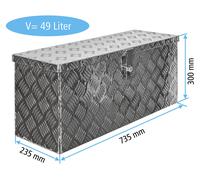 Truckbox D049 Deichselbox, Werkzeugbox, Alu Riffelblech, Alubox, Staukasten, Anhängerkiste - ca. 49 Liter