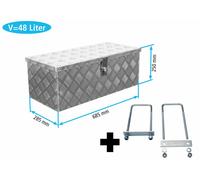 Truckbox D050 + inkl. Montagesatz MON5002 Deichselbox, Werkzeugbox, Alu Riffelblech, Alubox, Staukasten, Anhängerkiste - ca. 48 Liter