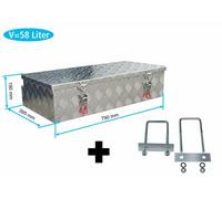Truckbox PD058 + inkl. Montagesatz MON4002 Premium Deichselbox, Staubox, Aluminium Riffelblech, Werkzeugbox, Anhängerkiste - ca. 58 Liter