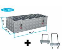 Truckbox PD077 + inkl. Montagesatz MON4002 Premium Deichselbox, Staubox, Aluminium Riffelblech, Werkzeugbox, Anhängerkiste - ca. 77 Liter