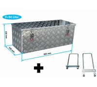 Truckbox S094 + inkl. Montagesatz MON5002 Stabile Deichselbox, Staukiste, Alubox mit Deckel, Anhängerkiste, Werkzeugbox - ca. 94 Liter