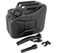 Trutzholm 1x Benzinkanister Kraftstoffkanister Metall 10 L Hammerschlag kratzfest schwarz inkl. Ausgießer + Halter