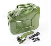 1x Benzinkanister Kraftstoffkanister Metall 10 Liter Oliv inkl. Ausgießer + H...