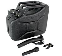 Trutzholm 1x Benzinkanister Kraftstoffkanister Metall 10 L Hammerschlag kratzfest schwarz inkl. Ausgießer + Halter