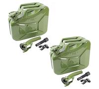 2x Benzinkanister Kraftstoffkanister Metall 10 Liter Oliv inkl. Ausgießer + H...