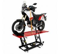 TRUTZHOLM hydraulischer Motorradheber 450 kg Tragkraft Motorradhebebühne | Extra-Breit 68 cm, Hubbereich 20-84 cm, abnehmbare Auffahrrampe, 4 Halteösen, 45° Vorderradklemmung, Parallelheber, Rot