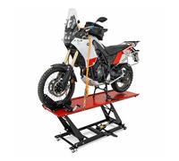 TRUTZHOLM Motorradhebebühne hydraulisch Tragkraft 450 kg Motorradheber Nutzbreite 55 cm Hubbereich 18-84 cm abnehmbare Auffahrrampe 4 Halteösen 45° Vorderradklemmung Parallelheber Hebebühne (Rot)
