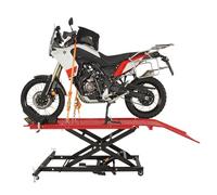 TRUTZHOLM Motorradhebebühne hydraulisch Tragkraft 560 kg Schwerlast Scherenheber Hubbereich 19-84 cm Nutzbreite 60 cm abnehmbare Auffahrrampe 4 Halteösen 45° Vorderradklemmung Hebebühne (Rot)