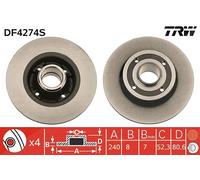 Bremsscheibe TRW DF4274S hinten, voll, 1 Stück