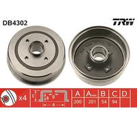 Trw 1x Bremstrommel Hinterachse ohne Radlager [Hersteller-Nr. DB4302] für Vauxhall, Opel