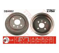 TRW Bremstrommeln hinten Ø100mm für FSO Lanos Stufenheck Chevrolet Astra F
