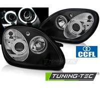 Tuning Tec Scheinwerfer passend für Mercedes R170 Slk 04.96-04 Angel Eyes Ccfl Schwarz