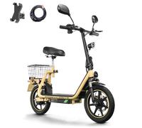 TWOFISH M5-Elite-E Elektro Motorrad mit Straßenzulassung, 45 km/h Motorroller mit 48V 13Ah Akku und 500W Motor, Max 30 km Reichweite, 14 Zoll Reifen, E Moped für Erwachsene (Gelb)