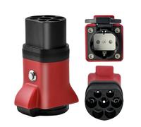 Typ2 zu Schuko Adapter mit Schalter,Penbinmall Typ 2 16A EV Ladekabel oder Type 2 Ladegerät oder Typ2 E Auto Ladestation zu Schuko Steckdose Adapter, Type2 Station Entlader (Rot)