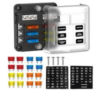 UCkasayfy 6 Fach KFZ Sicherungshalter 12v Sicherungskasten Flachsicherung ATC/ATO 16 Sicherungen fuse holder mit LED-Anzeige für car auto, boat, camper, caravan