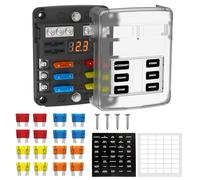 UCkasayfy 6 Fach KFZ Sicherungshalter 12v Sicherungskasten Flachsicherung ATC/ATO 16 Sicherungen fuse holder mit LED-Anzeige für car auto, boat, camper, caravan