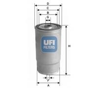 UFI Kraftstofffilter 2446000 Filtereinsatz 170mm für HYUNDAI