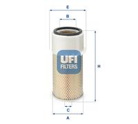 UFI Filters, Luftfilter 27.920.00, Ersatz-Luftfilter, Passend für Landmaschine, Anwendbar auf verschiedene Modelle von Atlas, Benford, Berzoni, Ford, Kubota, Land Rover, Lister
