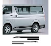 UNCLE LIAO Auto Karosserie Seitenstreifen Aufkleber für Toyota Hiace Bus,Seitenschweller Grafik Aufkleber Türverkleidung Vinyl Dekoration.,Black