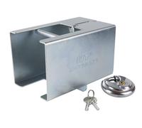 UNITRAILER Anhänger Diebstahlsicherung Safety-Box Trailer PRO-Box XL, universelle Kupplungskralle aus verzinktem Stahl für PKW-Anhänger und Wohnwagen, inklusive Schloss und Schlüssel
