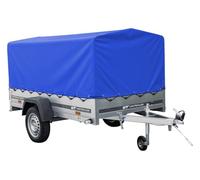 UNITRAILER Einachsanhänger mit Blattfedern 230x125 Garden 230/R Kipp mit H-800-Rahmen und Blauer Plane