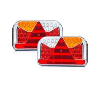 UNITRAILER FRISTOM LED Rueckleuchten Set FT-170 Links und rechts 7 Funktionen 12 bis 36 V IP68 5 Pin Bajonett mit E9 EMV Fuer Anhaenger Pritschenanhaenger Sattelauflieger und LKW 240 x 140 mm