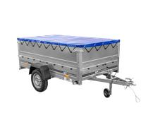 Unitrailer GARDEN TRAILER 230 FD Pkw-Anhänger mit Stützrad, zusätzlichen Bordwänden und blauer Plane