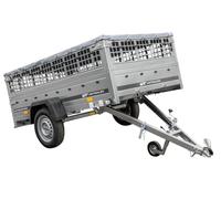 UNITRAILER Großer Anhänger, 230 x 125 cm, mit Flachplane, Gitternetzen und Stützrad - Garden Trailer 230 Kipp
