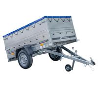 UNITRAILER Kippbarer Pkw Anhänger Garden Trailer 200 Kipp mit zusätzlichen Bordwänden, Stützrad und Flachplane