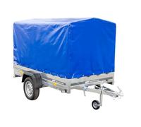 UNITRAILER PKW-Anhänger auf Federn 230x125 Garden 230/R Kipp mit H-1100 Rahmen und Blauer Plane