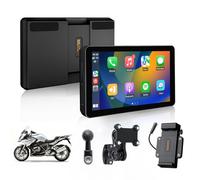 Universell Motorrad GPS Carplay Bildschirm mit Netzteilhalterung 5 Zoll | Kabelloses CarPlay & Android Auto, Tragbarer Wasserdichter Touchscreen, Siri & GoOgle Sprachsteuerung, Navi, Plug & Play
