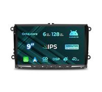 [Upgrade 6+128GB] Autoradio für VW Golf Passat Touran Seat Skoda, 9 Zoll Touchscreen Radio mit Wireless Carplay/Android Auto Bluetooth 5.0 WiFi 4G GPS Navi DSP FM RDS SWC DAB+ TPMS OBD
