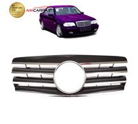 Upgrade Design Kühlergrill / Sportgrill passend für Mercedes Benz C-Klasse W202 / S202 93-00 Hochglanz schwarz / chrom