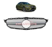 Upgrade Design Kühlergrill / Sportgrill passend für Mercedes Benz C-Klasse W205 / S205 / A205 / C205 13-18 Matt schwarz / Matt silber
