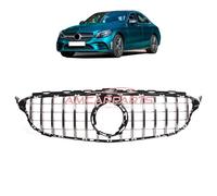 Upgrade Design Kühlergrill / Sportgrill passend für Mercedes Benz C-Klasse W205 / S205 / A205 / C205 Facelift 18-21 Hochglanz schwarz / chrom