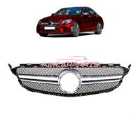 Upgrade Design Kühlergrill / Sportgrill passend für Mercedes Benz C-Klasse W205 / S205 / A205 / C205 Facelift 18-21 Matt schwarz / Matt silber