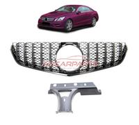 Upgrade Design Kühlergrill / Sportgrill passend für Mercedes Benz E-Klasse C207 / A207 Vor-Facelift 09-13 Hochglanz schwarz