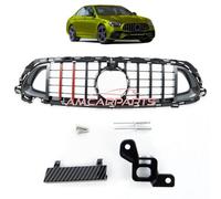 Upgrade Design Kühlergrill / Sportgrill passend für Mercedes Benz E-Klasse W213 / S213 / A238 / C238 Facelift 20-23 Carbon-Optik / Hochglanz schwarz + rote Akzentstreifen