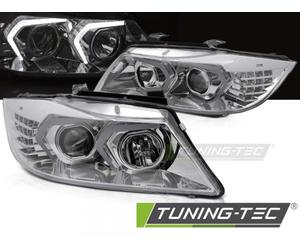 UPGRADE Design LED Angel Eyes Scheinwerfer Set für BMW 3er E90/E91 05-08 chrom mit LED Blinker