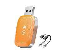 UQAHGRCHR 2 in 1 CarPlay Wireless Adapter für Skoda Enyaq IV 2020-2024, Plug Play, Mini Stabiler USB/Type-C, Konvertiert Kabelgebundenes Carplay In Kabelloses,Orange