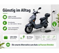 E-ROLLER 45KM/H 1000W 60V 20Ah 75KM IN GRAU ELEKTROROLLER MIT STRASSENZULASSUNG