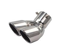 URFEDA 63mm Auspuffblende Doppelrohr Auto Universell Auspuff Schalldämpfer Endrohr Edelstahl Auspuffrohr Endschalldämpfer Auspuffendrohr Gebogener Doppelauslass Rundmund Endrohr