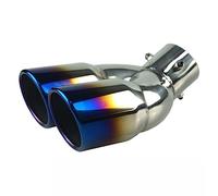 URFEDA 63mm Auspuffblende Doppelrohr Auto Universell Auspuff Schalldämpfer Endrohr Edelstahl Auspuffrohr Endschalldämpfer Auspuffendrohr Gebogener Doppelauslass Rundmund Endrohr