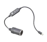 USB C auf 5V9V12V15V24V Auto Zigarettenanzünder Buchse, Adapter mit Einstellbarer Spannung, Digitalanzeige für Armaturenbrett Kamera Detektoren, USB C Auto Adapter