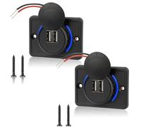 USB Steckdose 12V Dose, USB Dose 3,1 A Auto Dual USB Stecker, Blaues Licht Kabel Ladegerät Buchse USB Stecker Steckdose für Auto,Motorrad,SUV, LKW (2 Stück)
