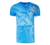 V-Neck T-Shirt mit Front & Back Prints M