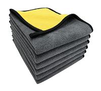 VAIYNWOM 6er Set Mikrofasertücher Autopflege, Sehr Weich Autoreinigung Poliertuch Microfasertücher Trockentücher, Fusselfreie Reinigung Auto Motorrad, Innenreinigung, 30x40cm(±1CM) Gelb