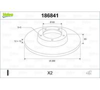VALEO Bremsscheibe 186841 hinten voll 288 mm für Volvo rechts/links