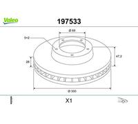 Valeo 1x Bremsscheibe Vorderachse Belüftet [Hersteller-Nr. 197533] für Kia, Hyundai